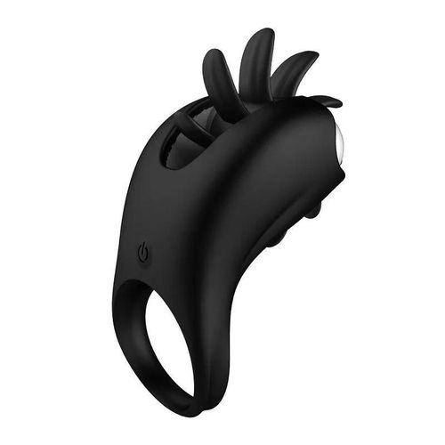 Anneau De Langue Tactile En Silicone Pour Homme, Anneau Pénien, Jouets Sexuels Rechargeables Par Usb, Éjaculation Retardée, Vibration À 10 Morts, Passion-Black