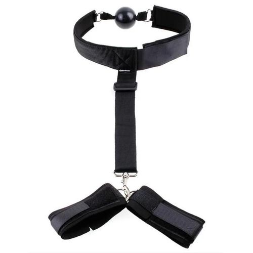 Ensemble De Bondage Bdsm, Jeu De Retenue Pour Adultes, Menottes, Col, Poignet, Bouche, Sangle Gag, Jouets Sexuels Érotiques Sm Pour Femmes, Produit Pour Couples--S007-Fnoir