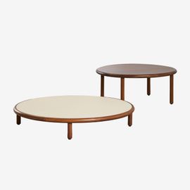 Lot De 2 Tables Basses Rondes En Bois D'acacia Olivia Beige Semoule - Brun Bois Foncé