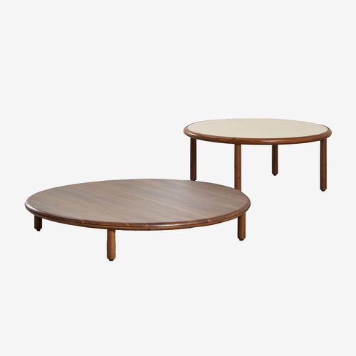 Lot De 2 Tables Basses Rondes En Bois D'acacia Olivia Brun Bois Foncé - Beige Semoule