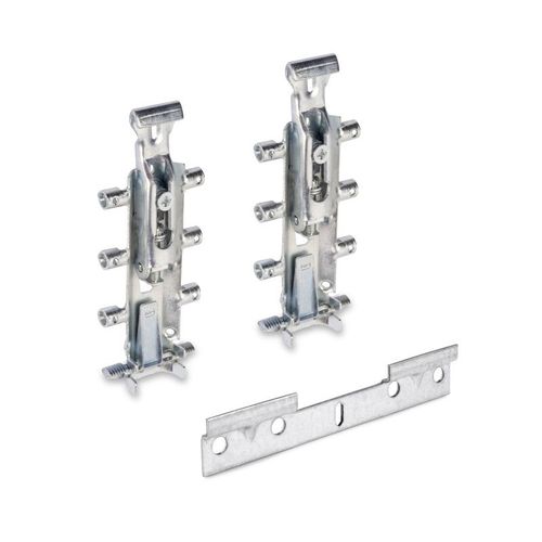 Emuca 4032705 Kit De Ferrures De Suspensions Invisibles Pour Meubles Hauts Levelup 3 Avec Plaque, Acier, Zingué