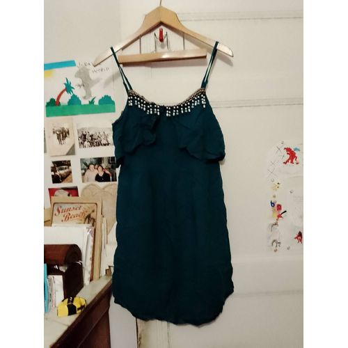 Robe Bleue Col Perles Colorées 40 L Cache Cache.