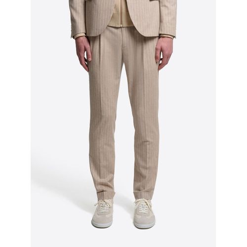 Pantalon De Costume Slim Coton Lin Rayé