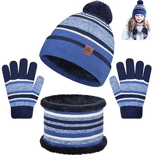 Ensemble Bonnet, Écharpe Et Gants - Mixte - Tricot Acrylique - Doublure Polaire - Hiver - 2-7 Ans