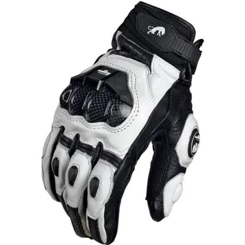 Gants,Gants De Moto En Cuir Véritable Pour Hommes,Noir,Blanc,Pour Course Sur Route,Été - Type White