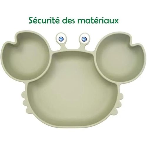 Assiette Bébé Silicone Avec Ventouse - Diso - Assiette Antidérapante Pour Tout-Petits - Couleur Vert