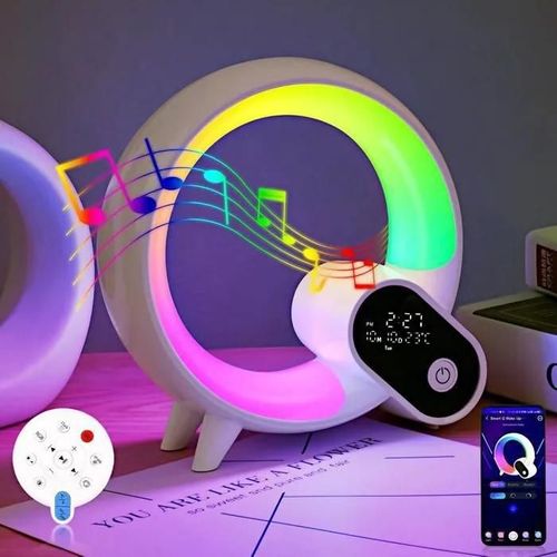Enceinte Bluetooth - Non spécifié - Lampe de chevet - Chargeur sans fil 15W - 7 couleurs - Réveil intelligent