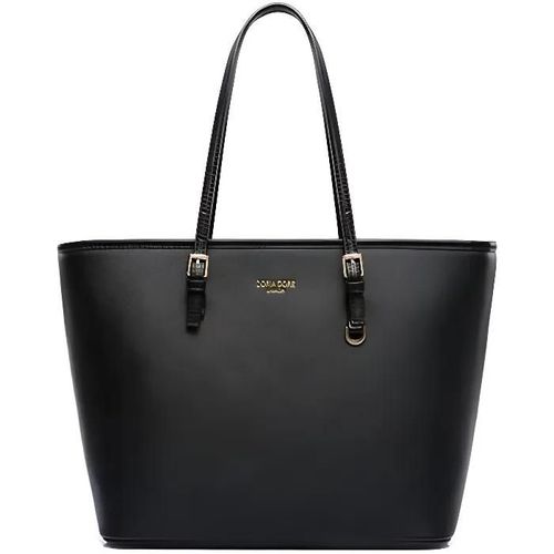 Sac Cabas Femmes Lycéenne - L882 S0308D - Noir - Cuir - Bandoulière - Grande Capacité et Volume