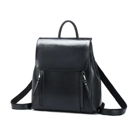 Sac à dos - Sac à bandoulière - Cuir de vache ciré - Noir - Porté main ou dos - Antivol