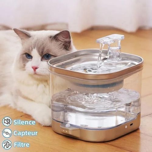 Kotezu Fontaine À Eau Pour Chat Sans Fil, 5000ma Batterie Rechargeable, Détecteur De Mouvement, Ultra-Silencieux, 2l