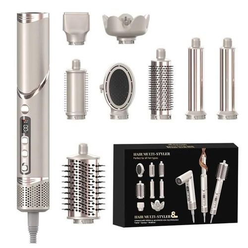 Brosse Soufflante 8-En-1 - Rosedoes - Sèche-Cheveux Électrique - 1600w - 3 Températures - Accessoires Inclus
