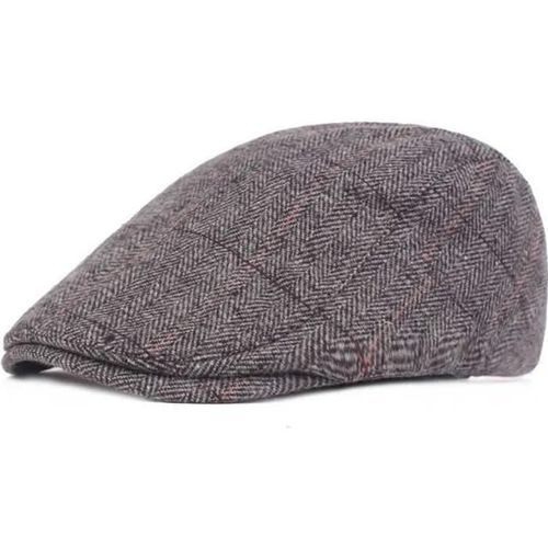 Casquette Plate Homme - Beret - Laine - Hiver - Gris