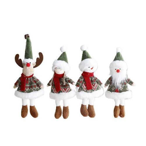 4PCS Tissu Poupée Petite Figurine Pendentif En Peluche Père Noël Père Noël Bonhomme De Neige Décorations D'arbre