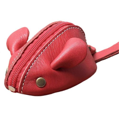 Vintage Mini Porte-monnaie Petit Portefeuille Hommes Femmes Mignon Souris Sac De Rangement Fermeture Éclair Poche Rouge