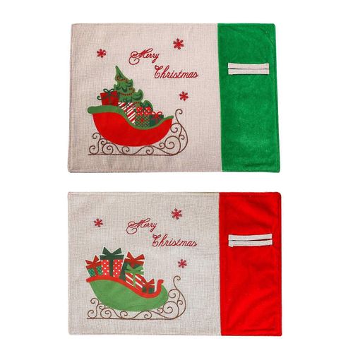 Sets De Table Joyeux Noël Lot De 2, Avec Cadeau Voiture Imprimé, Sets De Table Antidérapants Sets De Table Lavables