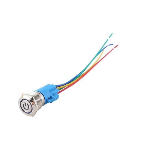 5PCS Interrupteur à bouton-poussoir en métal 12v 19mm Anneau Lampe Symbole De Puissance Étanche LED Lumière Auto-Verrouillage Réinitialisation