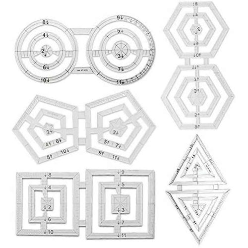 Règle à coudre outil Patchwork Quilting Double carré, Triple-coin, Hexagone, Pentagone, Te circulaire