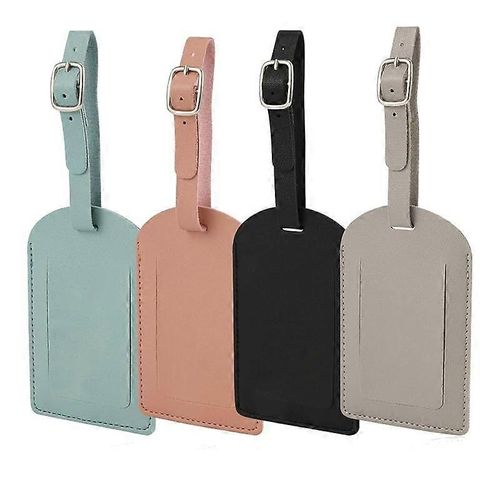 Étiquette de bagage en cuir PU avec sangle réglable, sac de voyage d'identification d'étiquettes de valise avec protection de la vie privée