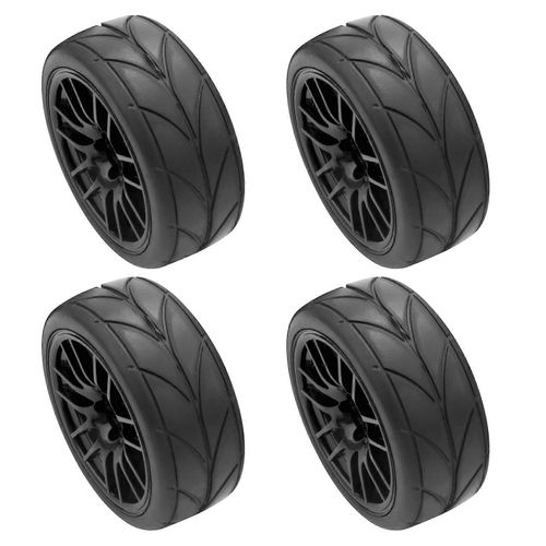 4 Pcs 1/10 Pneu En Caoutchouc Rc Racing Pneus De Voiture Sur Jante De Roue De Route Fit Pour 9068-6081 Rc Voiture Partie