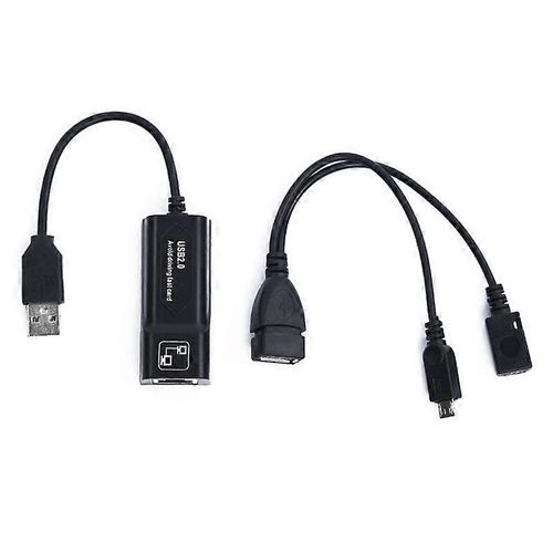 Adaptateur USB 2.0 vers RJ45 avec câble adaptateur USB 2.0 Mirco OTG Adaptateur Ethernet LAN pour 3 ou Stick GE