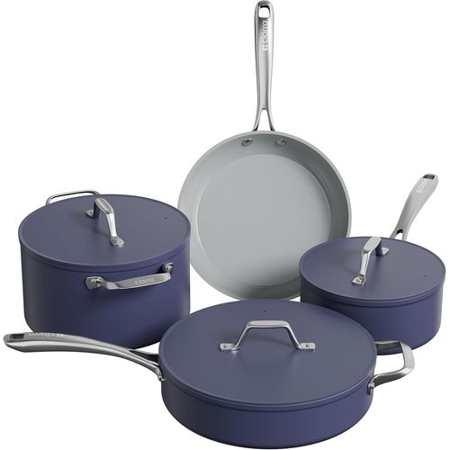 Kyaoayo-Beyond - Batterie De Cuisine - Set De 4 Pièces - Poêle À Frire 26cm - Sauteuse 28cm/4.2l- Cocotte 24cm/5.9l - Casserole 20cm/ 2.8l - Revêtement Antiadhésif - Tous Feux Dont Induction-Bleu