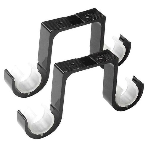 2Pcs Double Rideau Tige Supports De Montage Au Plafond Supports En Alliage D'aluminium Noir