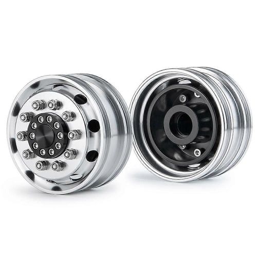 2 pièces jante de moyeu de roue avant en métal 10 rayons pour 1/14 Tamiya Remorque Tracteur Camion RC Crawler Car