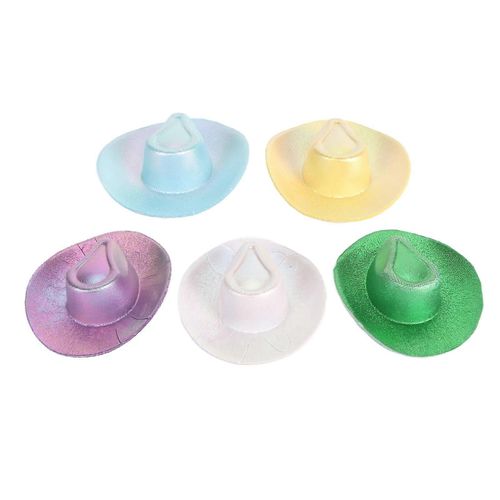 5pcs Mini Chapeau De Cowboy Mignon Décoratif Miniature Cowboy Chapeau De Maison De Poupée Polyvalent Pour Bouteille De Vin Pour Animaux De Compagnie