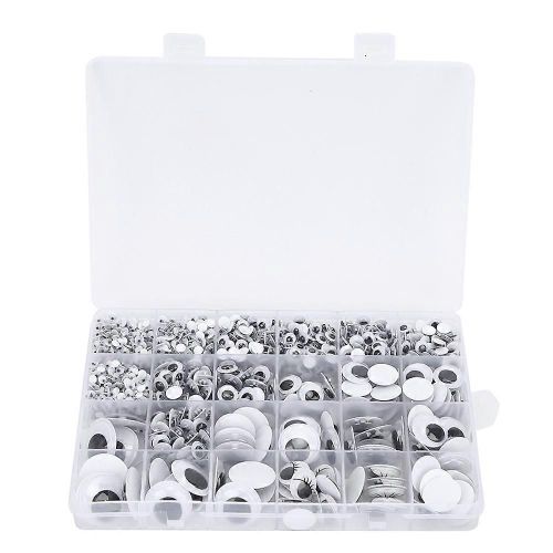 1 Boîte Auto-Adhésif Bricolage Jouets Yeux Mobiles Noir et Blanc En Plastique Poupées Yeux 4-25mm