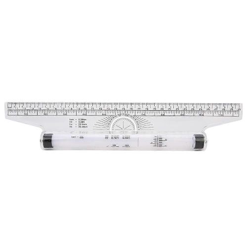 30cm 11.8in Parallèle Roulement Règle Multi Usage Clair Dessin Planeur Boussole Professionnel Rapporteur