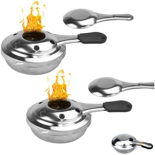 KYAOAYO-2 Pcs Réchaud À Alcool Portable En Acier Inoxydable, Brûleur D'Alcool Détachable Pour Fondue, Brûleur B'Alcool Pour Fondue, Convient Pour Hot Pot, Dry Pot Cuisine, Buffet