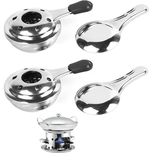KYAOAYO-2 Pièces Brûleur À Fondue À Alcool Réchaud À Alcool En Acier Inoxydable Brûleur Pâte Mini Réchaud À Alcool Portable Brûleur À Alcool Détachable Brûleur D'Alcool Pour Fondue Camping (Argent)