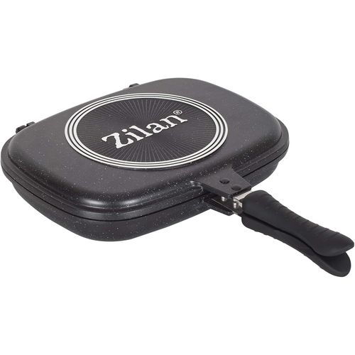 Kyaoayo-Zilan,Poêle À Frire Double Face De Chauffage | Côté Grill | Plaques De Marbre | Noir | Diamètre 32 Cm | Facile À Nettoyer | Poignées Douces | Chaleur Bien Distribuée