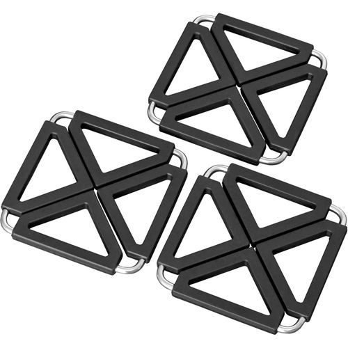 Kyaoayo-Oishii Heat Master+ Lot De 3 Dessous De Plat Extensibles En Silicone Noir