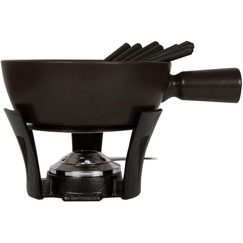 KYAOAYO-Service À Fondue Nero L - Set De Repas Pour 8 Personnes - Convient Aux Cuisinières À Gaz - Lavable Au Lave-Vaisselle - Noir - Contenu 2.2 L