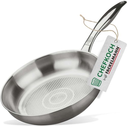 Kyaoayo-Chefkoch Poêle À Frire Ø24 Cm Avec Fond Alvéolé - Poêle En Acier Inoxydable De Haute Qualité - Convient Pour Tous Les Types De Feux (Y Compris L'induction) - Ø24 X 0,5 Cm