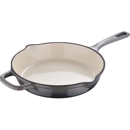 Kyaoayo-Unique | Poêle En Fonte De 24,5 Cm | Gris | Fabriquée Avec Des Matériaux Recyclés | Manche Ergonomique | Batterie De Cuisine | Pour Tous Types De Cuisinières