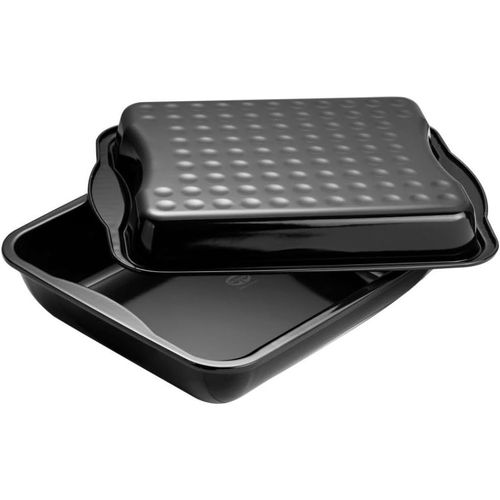 Kyaoayo-1301 Plat À Gratin Avec Couvercle, Plat Rectangulaire, Plat À Four, Plat De Cuisson Four, Plat Cuisson Four, Acier Emaille, 42 X 34 X 13 Cm