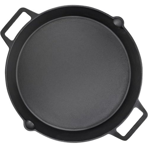 Kyaoayo-Poêle À Griller Universelle En Fonte Ø 40 Cm, Grande Poêle Ronde En Fonte Avec Deux Poignées Et Deux Becs Verseurs, Poêle À Frire Multifonctionnelle