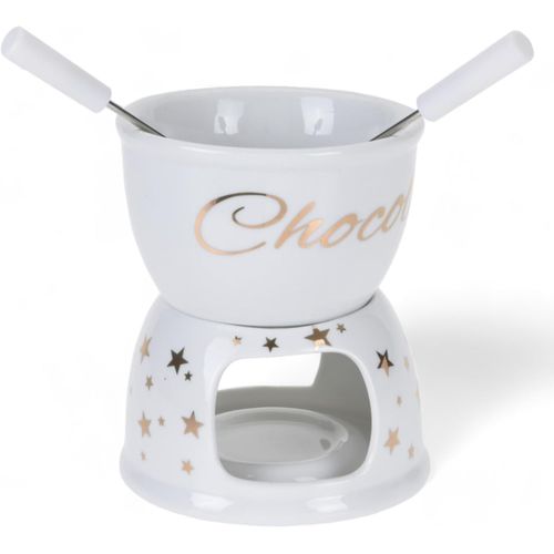KYAOAYO-Service À Fondue Au Chocolat | Expérience Agréable Au Design Étoile Dorée Avec Céramique Élégante | Décoration De Table À Fondue 13 X Ø 10 Cm