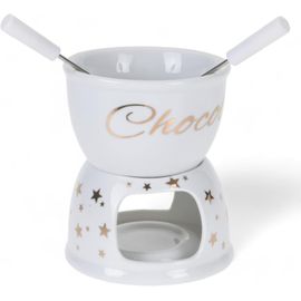 KYAOAYO-Service À Fondue Au Chocolat | Expérience Agréable Au Design Étoile Dorée Avec Céramique Élégante | Décoration De Table À Fondue 13 X Ø 10 Cm