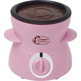 KYAOAYO-Fondue Au Chocolat Pour 2 Personnes, Appareil A Fondue Au Chocolat Avec Y Compris 10 Brochettes, 10 Fourchettes Et 1X Spatule, Mini-Fondue, 25 Watts, Couleur Rose