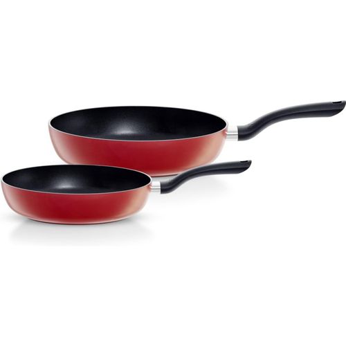 Kyaoayo-Cenit Red Lot De 2 Poêles (24 Cm + 28 Cm) En Aluminium Avec Revêtement Anti-Adhésif, Compatible Induction