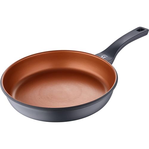 Kyaoayo-Poêle 28 Cm En Aluminium Fondu -Revêtement Anti Adhesive - Tous Feux Dont Induction - Sans Pfoa - Diffusion De Chaleur Homogène - Doux Au Toucher - Bronze