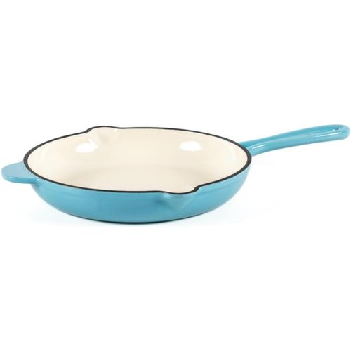 KYAOAYO-Poêle À Frire En Fonte 22Cm Ronde Avec Becs Verseurs, Skillet Antiadhésive, Induction Pour L'Extérieur Et L'Intérieur, Gaz Cuisinière Electrique Four Grill, Poêle Inrayable