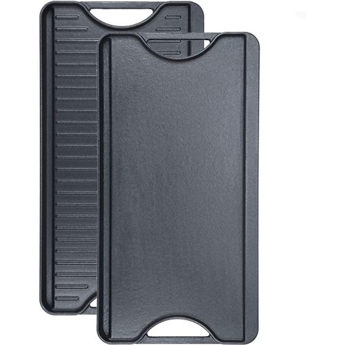 Kyaoayo-Plaque De Cuisson En Fonte Pour Cuisinière À Gaz, 50,8 Cm X 26,5 Cm, Gril De Cuisson Réversible Pré-Assaisonné Et Poêle À Griller 2 En 1 Avec Poignées Faciles À Saisir Pour Feu Ouvert.