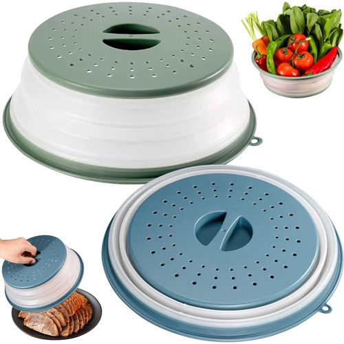 KYAOAYO-Cloche Micro Onde, 2 Pièces Couvercle Micro Ondes Pliable, Cloche Pour Micro Onde Avec Trous De Vapeur Pour Fruits, Légumes