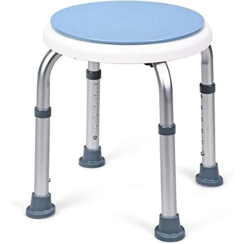 Costway Tabouret De Douche Hauteur Réglable 37,5-50,5, Pieds Antidérapantes,Siège De Douche Rond Pour Personnes Âgées 