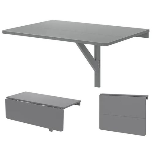 Costway Table Murale Pliante En Bois 80 X 60 X 45 Cm - Table De Travail Multifonctionnelle Pour Cuisine Et Salon Gris