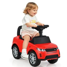COSTWAY Land Rover Porteur Enfants avec Volant, Klaxon, Bruit de Moteur, Rangement sous le Siège, pour 12 à 36 Mois, 25 kg, Rouge